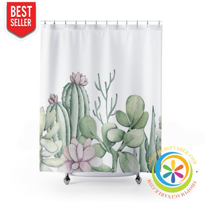Succulent Pastel Garden Shower Curtain 71 × 74 Home Decor